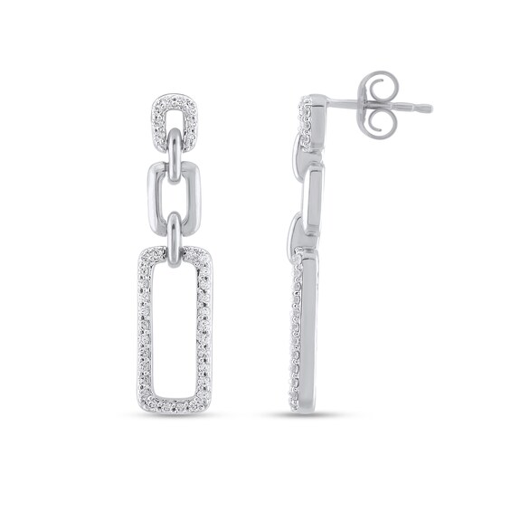 1/3 CT. T.w. Diamond Graduated Chain Link Drop Earrings in 10K White Gold