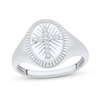 Thumbnail Image 1 of 1/20 CT. T.W. Diamond Cross Vintage-Style Signet Ring in 10K White Gold