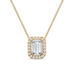 1/4 CT. T.W. Emerald-Shaped Certified Lab-Grown Multi-Diamond Frame Pendant in 14K Gold (F/SI2)