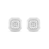 Thumbnail Image 1 of 1/4 CT. T.W. Princess-Cut and Round Certified Lab-Created Multi-Diamond Octagon Stud Earrings in 14K White Gold (F/SI2)