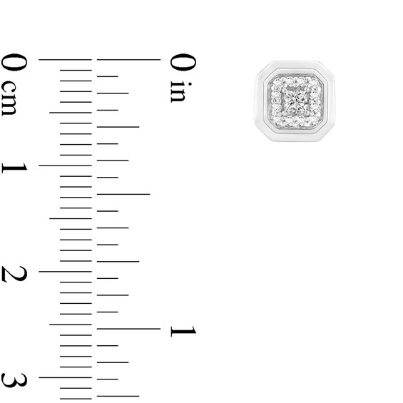 1/4 CT. T.w. Princess-Cut and Round Lab-Grown Multi-Diamond Octagon Stud Earrings in 14K White Gold (F/Si2)