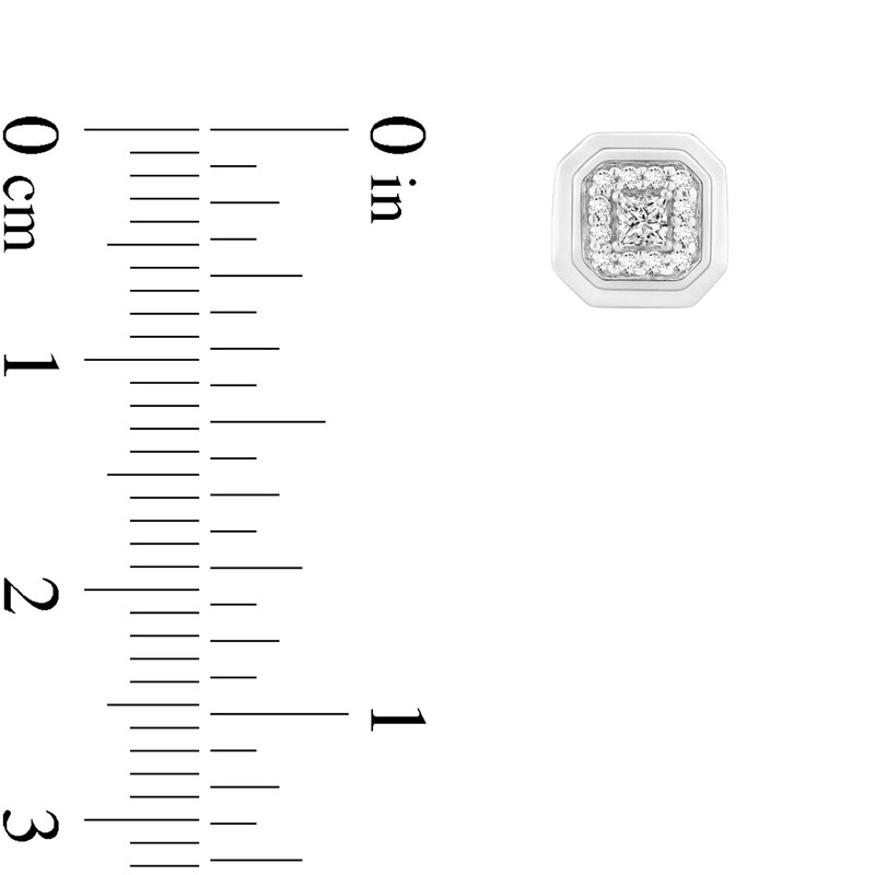 Main Image 3 of 1/4 CT. T.W. Princess-Cut and Round Certified Lab-Created Multi-Diamond Octagon Stud Earrings in 14K White Gold (F/SI2)