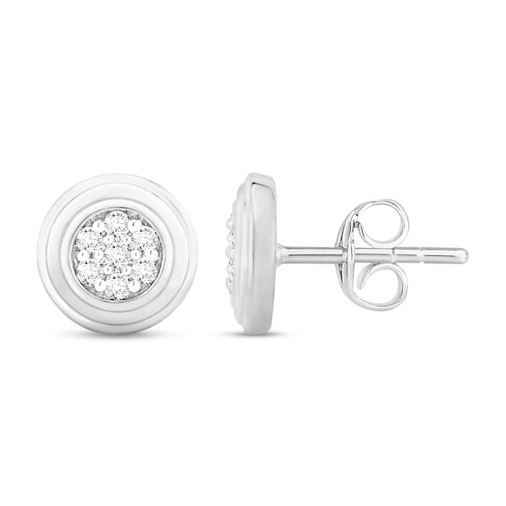 1/4 CT. T.w. Certified Lab-Grown Multi-Diamond Grooved Frame Stud Earrings in 14K Gold (F/Si2