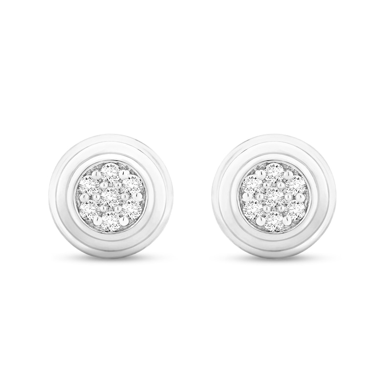 Main Image 2 of 1/4 CT. T.W. Certified Lab-Grown Multi-Diamond Grooved Frame Stud Earrings in 14K White Gold (F/SI2)