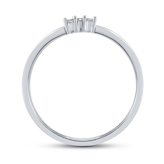 1/10 CT. T.w. Baguette Certified Lab-Grown Diamond Three Stone Orbit Split Shank Ring in 14K White Gold (F/Si2)
