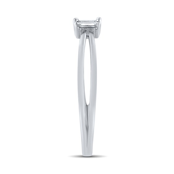 1/10 CT. T.w. Baguette Certified Lab-Grown Diamond Three Stone Orbit Split Shank Ring in 14K White Gold (F/Si2)