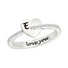 Thumbnail Image 1 of Engravable 1/10 CT. T.W. Diamond Heart Ring in Sterling Silver (1 Initial and Line)