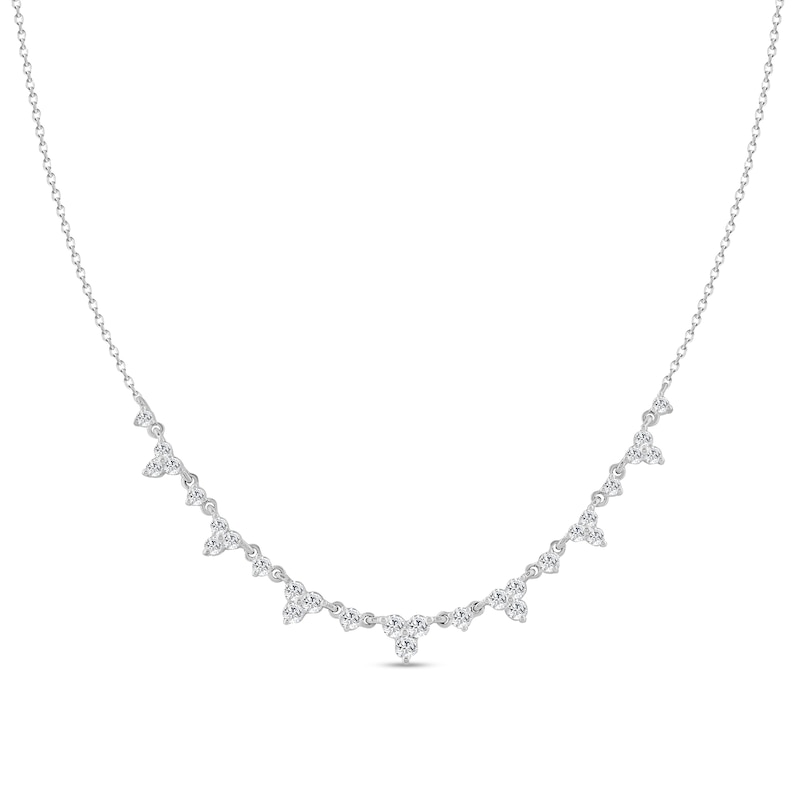 Main Image 1 of 1/2 CT. T.W. Diamond Alternating Necklace in 10K White Gold