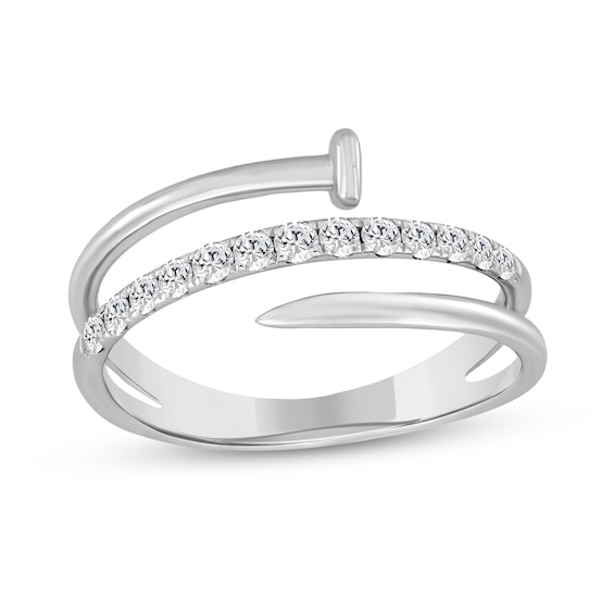 1/3 CT. T.w. Diamond Spiral Nail Ring in 10K White Gold