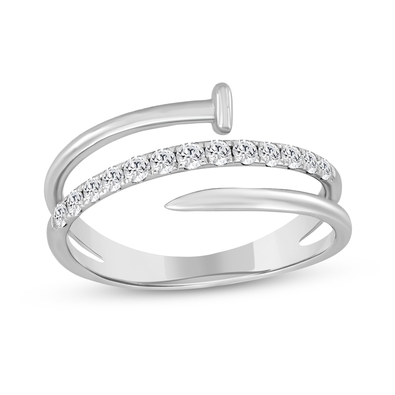 Main Image 1 of 1/3 CT. T.W. Diamond Spiral Nail Ring in 10K White Gold