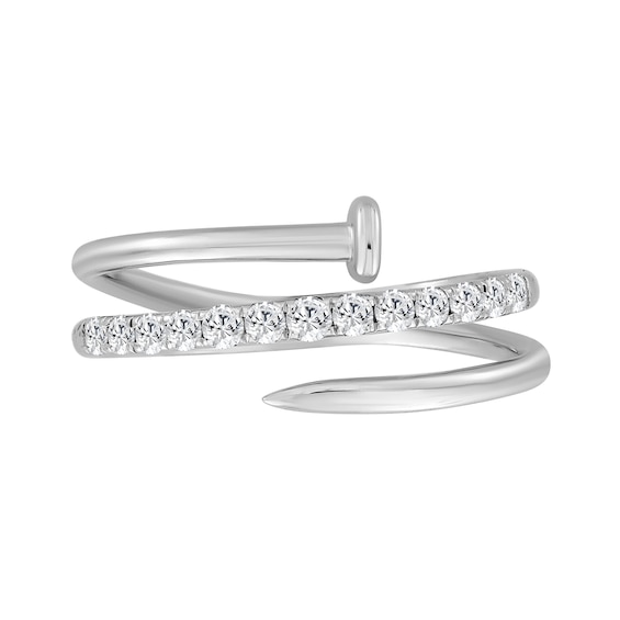 1/3 CT. T.w. Diamond Spiral Nail Ring in 10K White Gold