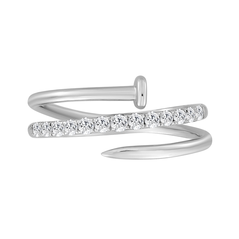 Main Image 3 of 1/3 CT. T.W. Diamond Spiral Nail Ring in 10K White Gold