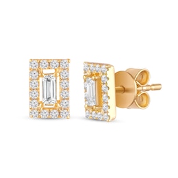 1/4 CT. T.W. Baguette Diamond Rectangle Frame Stud Earrings in 10K Gold