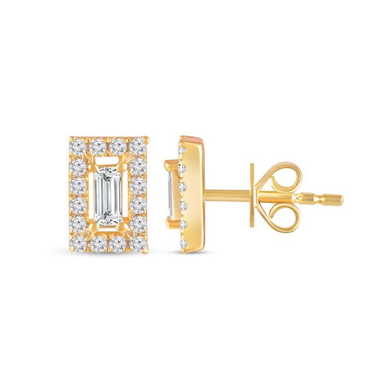 1/4 CT. T.w. Baguette Diamond Rectangle Frame Stud Earrings in 10K Gold
