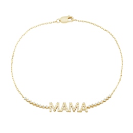 1/4 CT. T.W. Diamond “Mama” Bracelet in 10K Gold - 7.25”