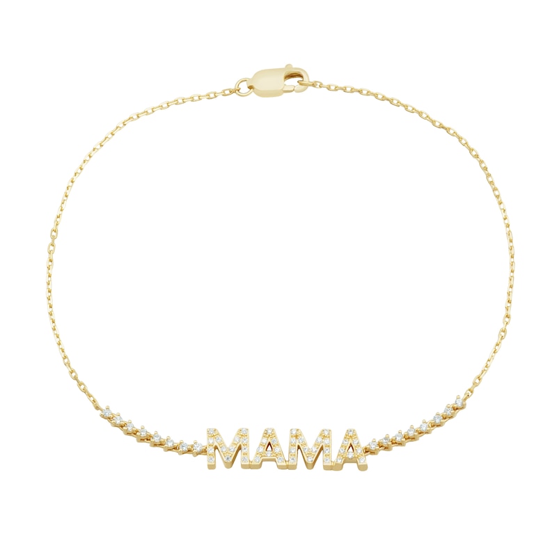 Main Image 1 of 1/4 CT. T.W. Diamond “Mama” Bracelet in 10K Gold - 7.25”