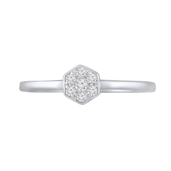 1/10 CT. T.w. Hexagon Multi-Diamond Ring in 10K White Gold