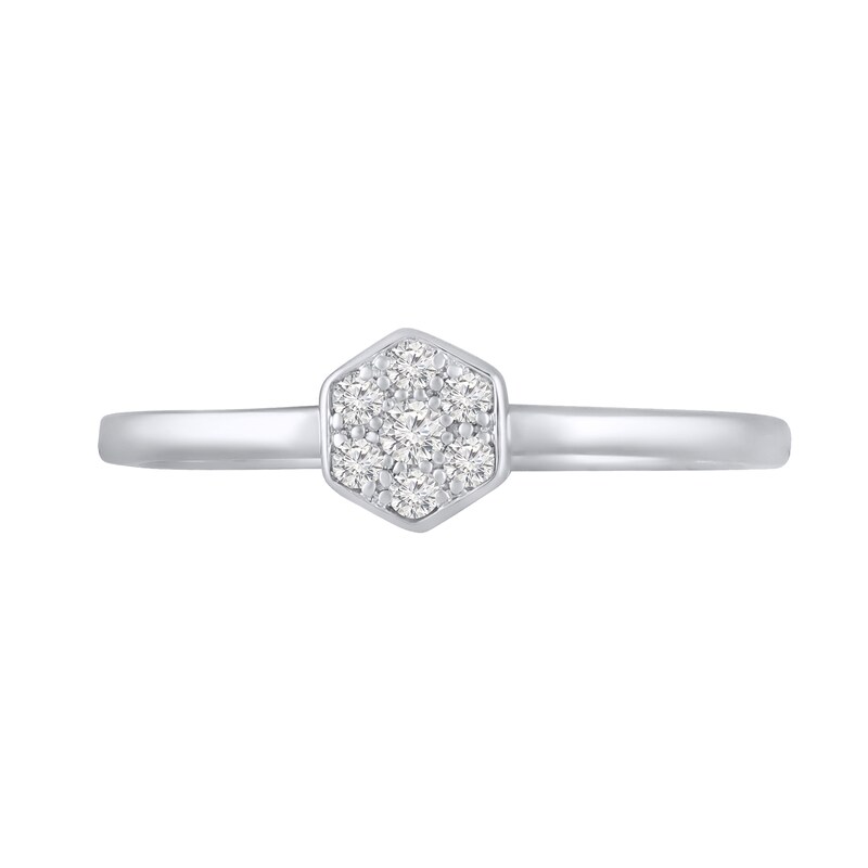 Main Image 3 of 1/10 CT. T.W. Hexagon Multi-Diamond Ring in 10K White Gold