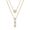 Thumbnail Image 1 of 1/4 CT. T.W. Multi-Diamond Double Drop Necklace in 10K Gold - 17”