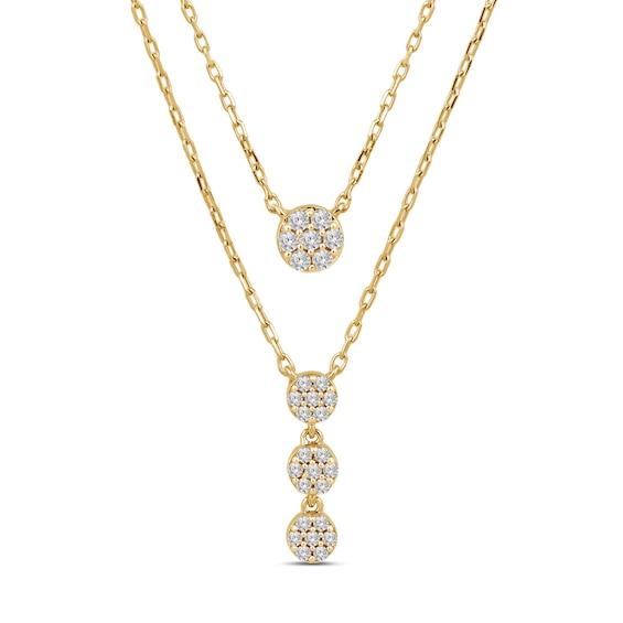 1/4 CT. T.w. Multi-Diamond Double Drop Necklace in 10K Gold - 17”