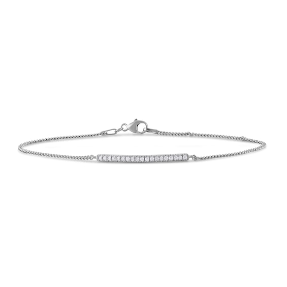 1/5 CT. T.w. Diamond Bar Curb Chain Bracelet in 10K White Gold - 7.5"