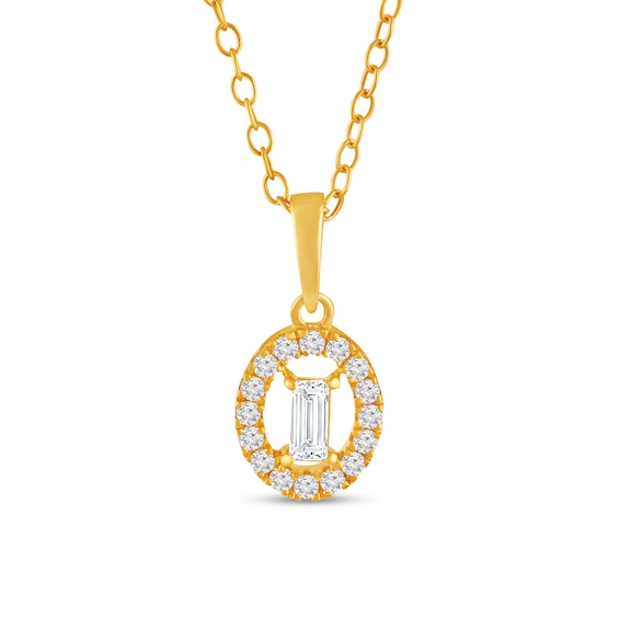 1/4 CT. T.w. Baguette Diamond Open Oval-Shaped Frame Pendant in 10K Gold