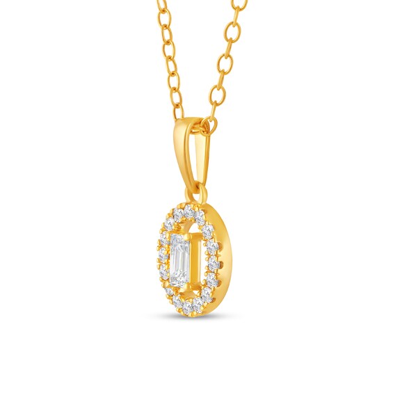 1/4 CT. T.w. Baguette Diamond Open Oval-Shaped Frame Pendant in 10K Gold