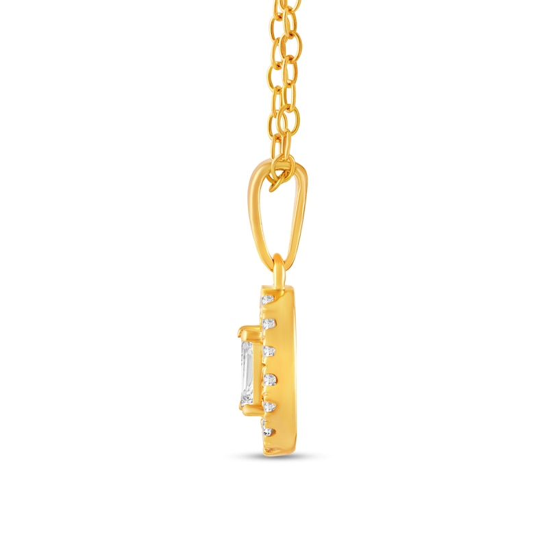Main Image 3 of 1/4 CT. T.W. Baguette Diamond Open Oval-Shaped Frame Pendant in 10K Gold