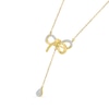 Thumbnail Image 2 of 1/5 CT. T.W Pear-Shaped Multi-Diamond Bow "Y" Necklace in 10K Gold
