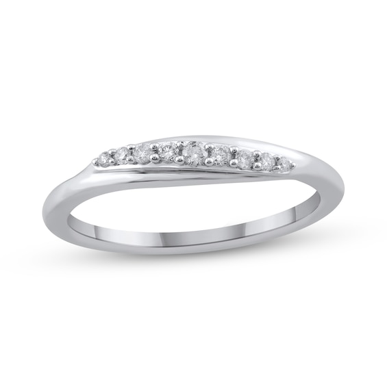 1/10 CT. T.w. Diamond Slant Ring in 10K White Gold - Size 7