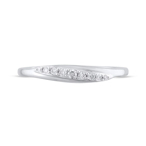 1/10 CT. T.w. Diamond Slant Ring in 10K White Gold - Size 7