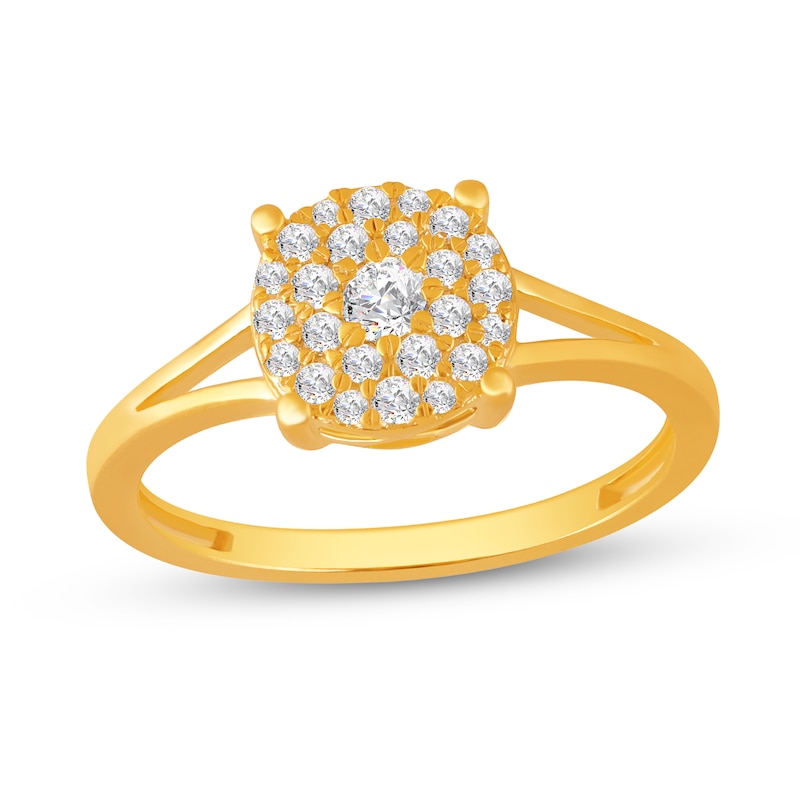 Main Image 1 of 1/3 CT. T.W. Multi-Diamond Split Shank Ring in 10K Gold