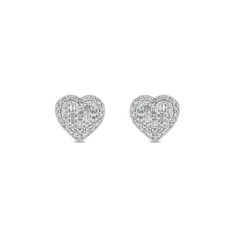 Main Image 2 of 1/3 CT. T.W. Heart-Shaped Multi-Diamond Frame Stud Earrings in 10K Gold