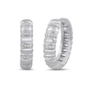 Thumbnail Image 1 of 1/10 CT. T.W. Diamond Alternating Bar Hoop Earrings in 10K White Gold