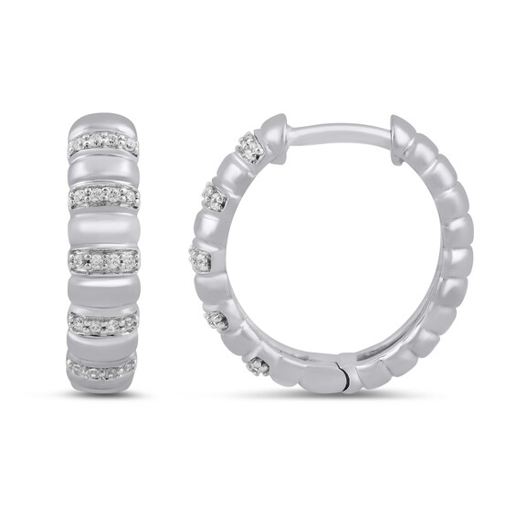 1/10 CT. T.w. Diamond Alternating Bar Hoop Earrings in 10K Gold