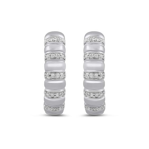 1/10 CT. T.w. Diamond Alternating Bar Hoop Earrings in 10K Gold