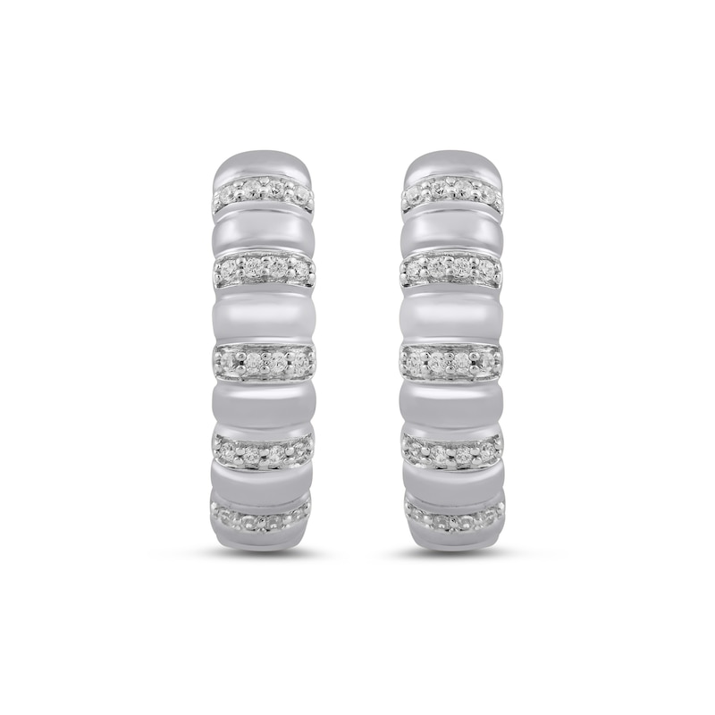 Main Image 3 of 1/10 CT. T.W. Diamond Alternating Bar Hoop Earrings in 10K White Gold
