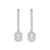 Thumbnail Image 2 of 1/2 CT. T.W. Emerald-Shaped Multi-Diamond Frame Drop Huggie Hoop Earrings in 10K White Gold