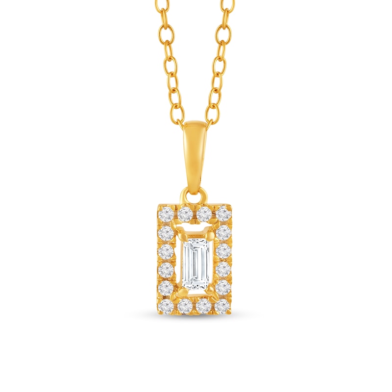 Main Image 1 of 1/4 CT. T.W. Baguette Diamond Rectangle Frame Pendant in 10K Gold