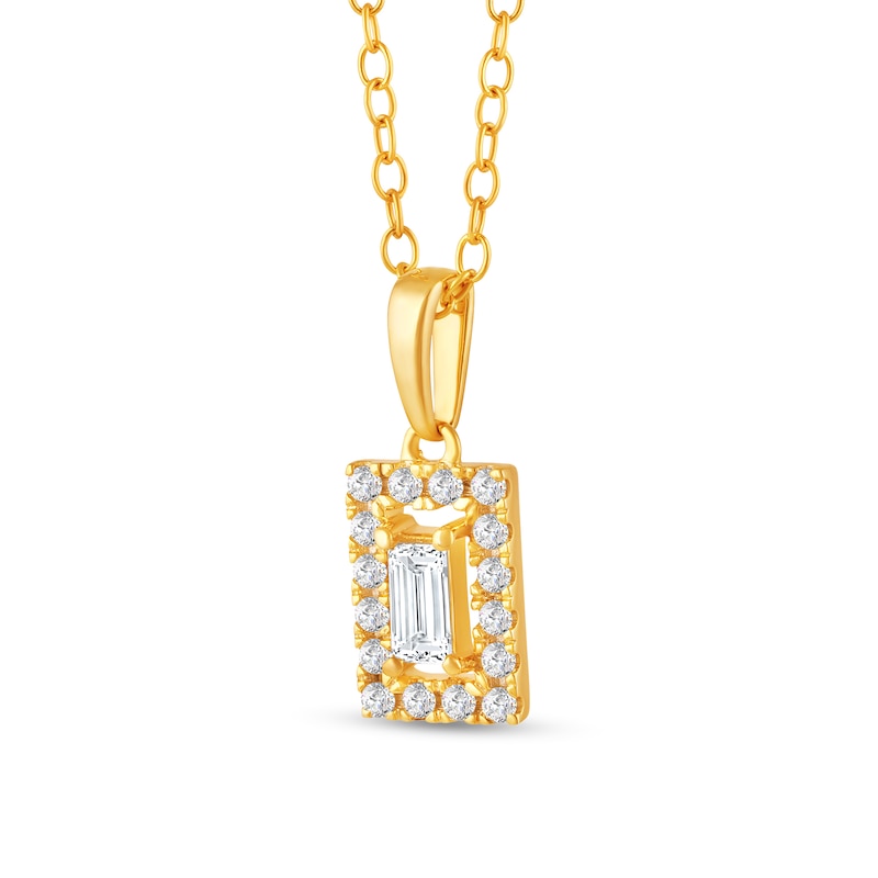 Main Image 2 of 1/4 CT. T.W. Baguette Diamond Rectangle Frame Pendant in 10K Gold