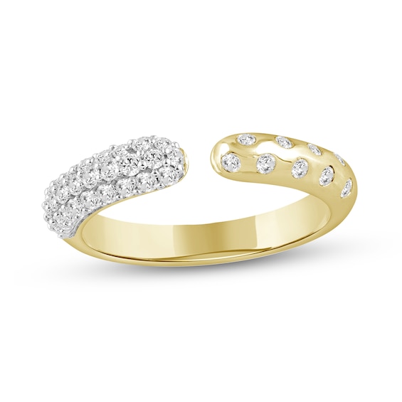 1/2 CT. T.w. Diamond PavÃ© and Bubbles Open Shank Ring in 10K Gold
