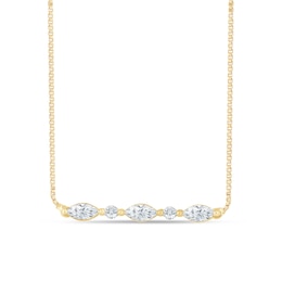 1/5 CT. T.W. Marquise-Cut and Round Certified Lab-Grown Diamond Bar Necklace in 14K Gold (F/SI2) - 18.25"