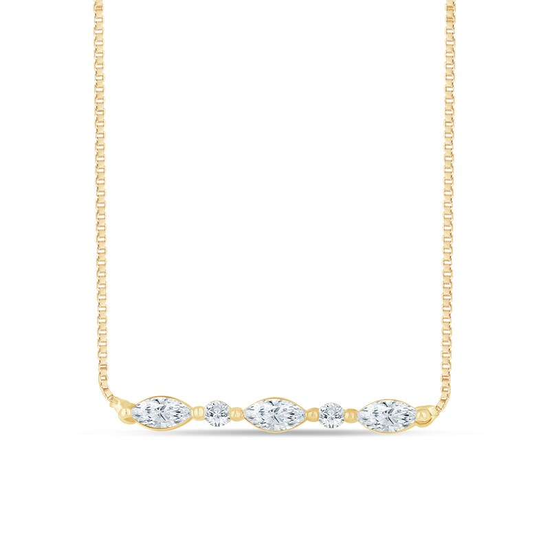 Main Image 1 of 1/5 CT. T.W. Marquise-Cut and Round Certified Lab-Grown Diamond Bar Necklace in 14K Gold (F/SI2) - 18.25"