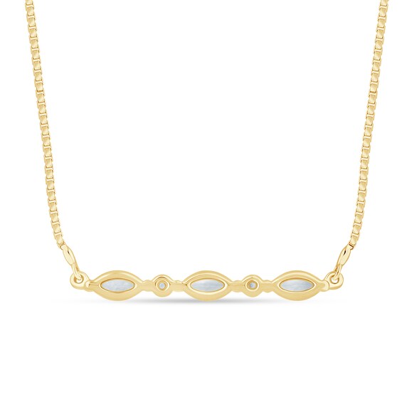 1/5 CT. T.w. Marquise-Cut and Round Certified Lab-Grown Diamond Bar Necklace in 14K Gold (F/Si2) - 18.25"