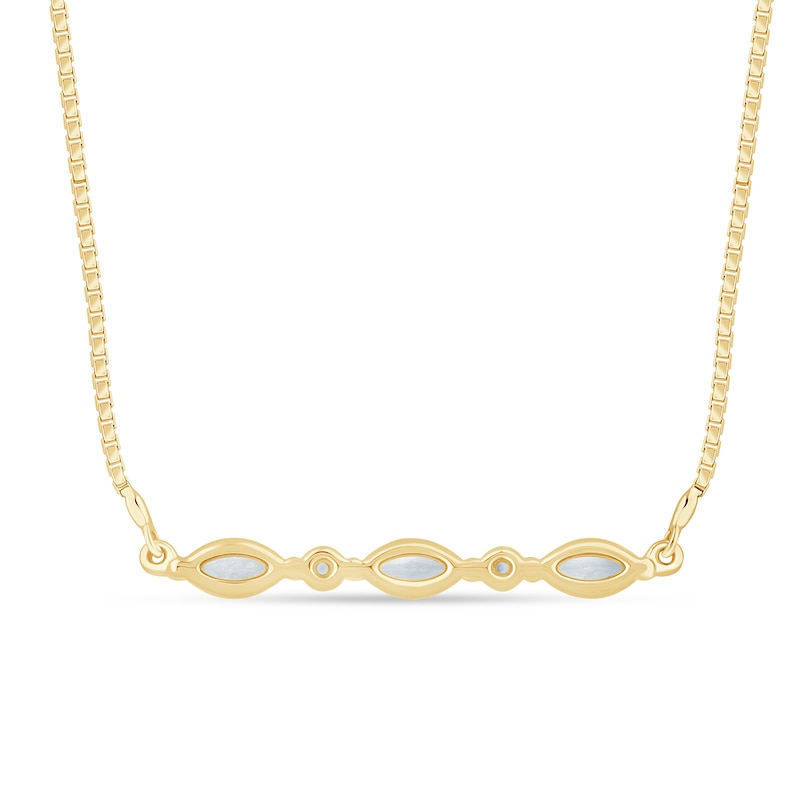 Main Image 2 of 1/5 CT. T.W. Marquise-Cut and Round Certified Lab-Grown Diamond Bar Necklace in 14K Gold (F/SI2) - 18.25"