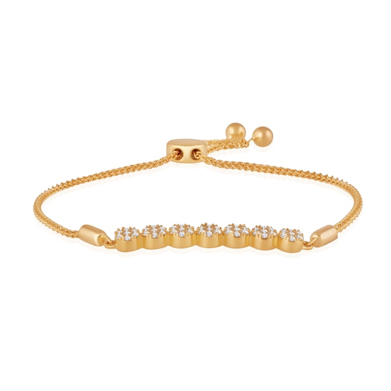 1/4 CT. T.w. Multi-Diamond Cluster Bolo Bracelet in 10K Gold - 9"