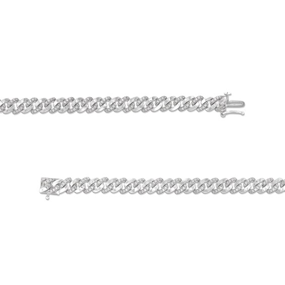 1 CT. T.w. Diamond and Polished Alternating Cuban Curb Chain Bracelet in 10K White Gold - 7.25"