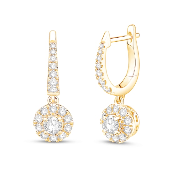 1 CT. T.w. Diamond Frame Dangle Hoop Earrings in 10K Gold