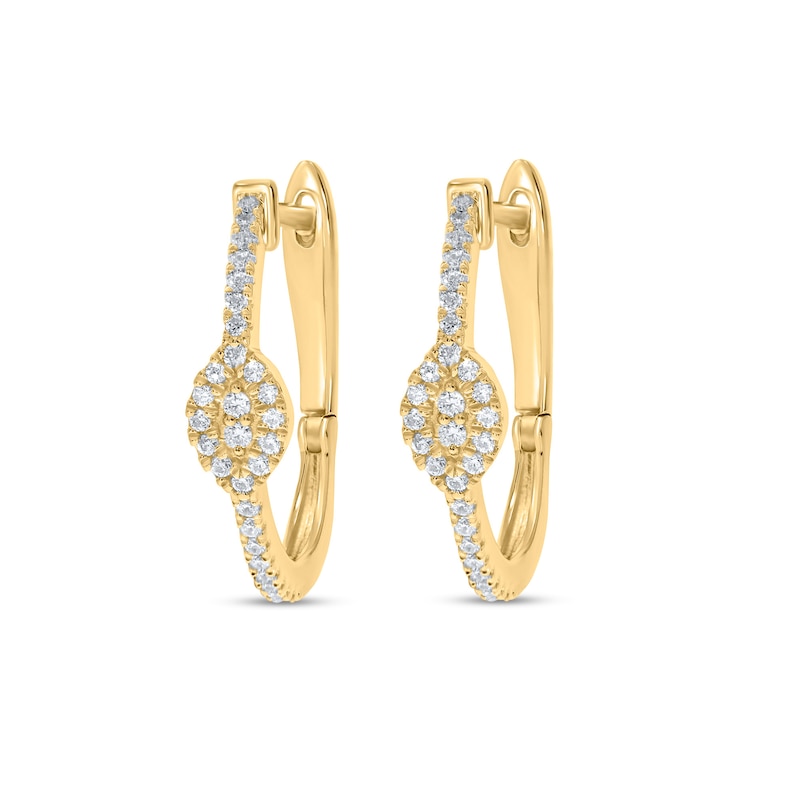 Main Image 1 of 1/3 CT. T.W. Marquise Multi-Diamond Station Hoop Earrings in 10K Gold
