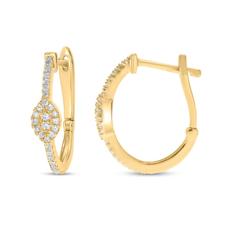 Main Image 2 of 1/3 CT. T.W. Marquise Multi-Diamond Station Hoop Earrings in 10K Gold